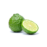 Picture of Makrut Lime sliced in half, an ingredient in our natural products.