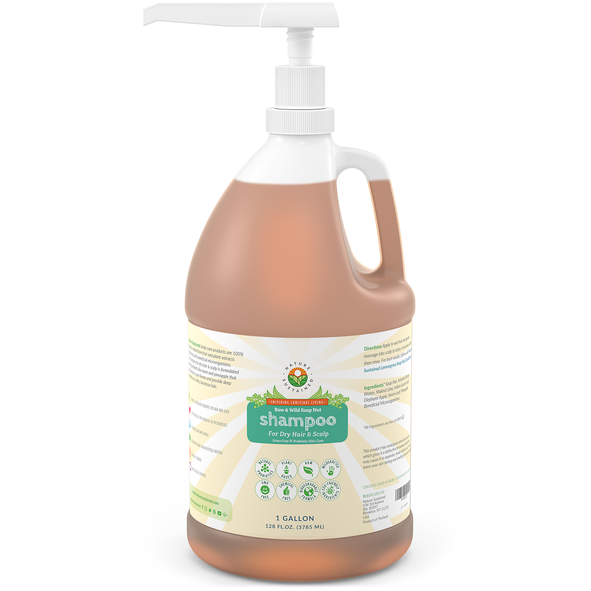 Picture of a bottle of Natural Shampoo for Dry Hair Original Unscented in 1 gallon size by Nature Sustained sustainable natural organic hair care