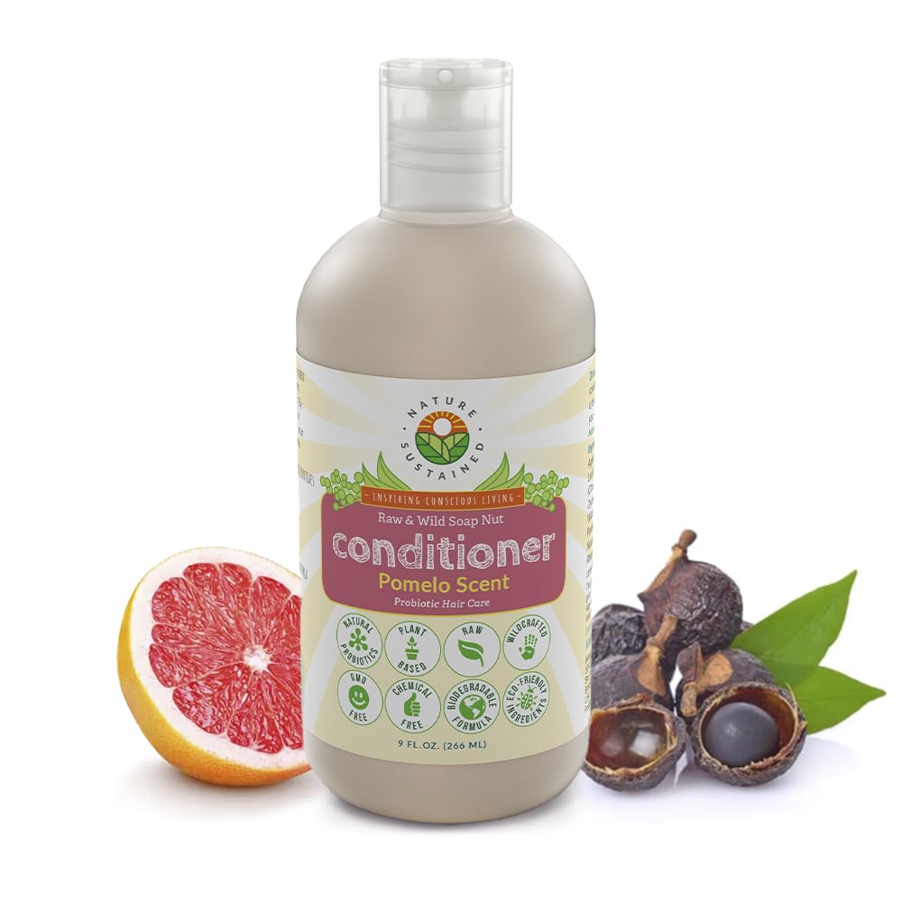 Pomelo Scent Natural Soap Nut Conditioner 9ox bottle by Nature Sustained